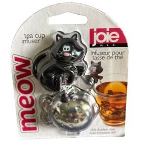 joie MEOW Black Cat Fish 18/8 Stainless Steel BPA Free Tea Cup Infuser